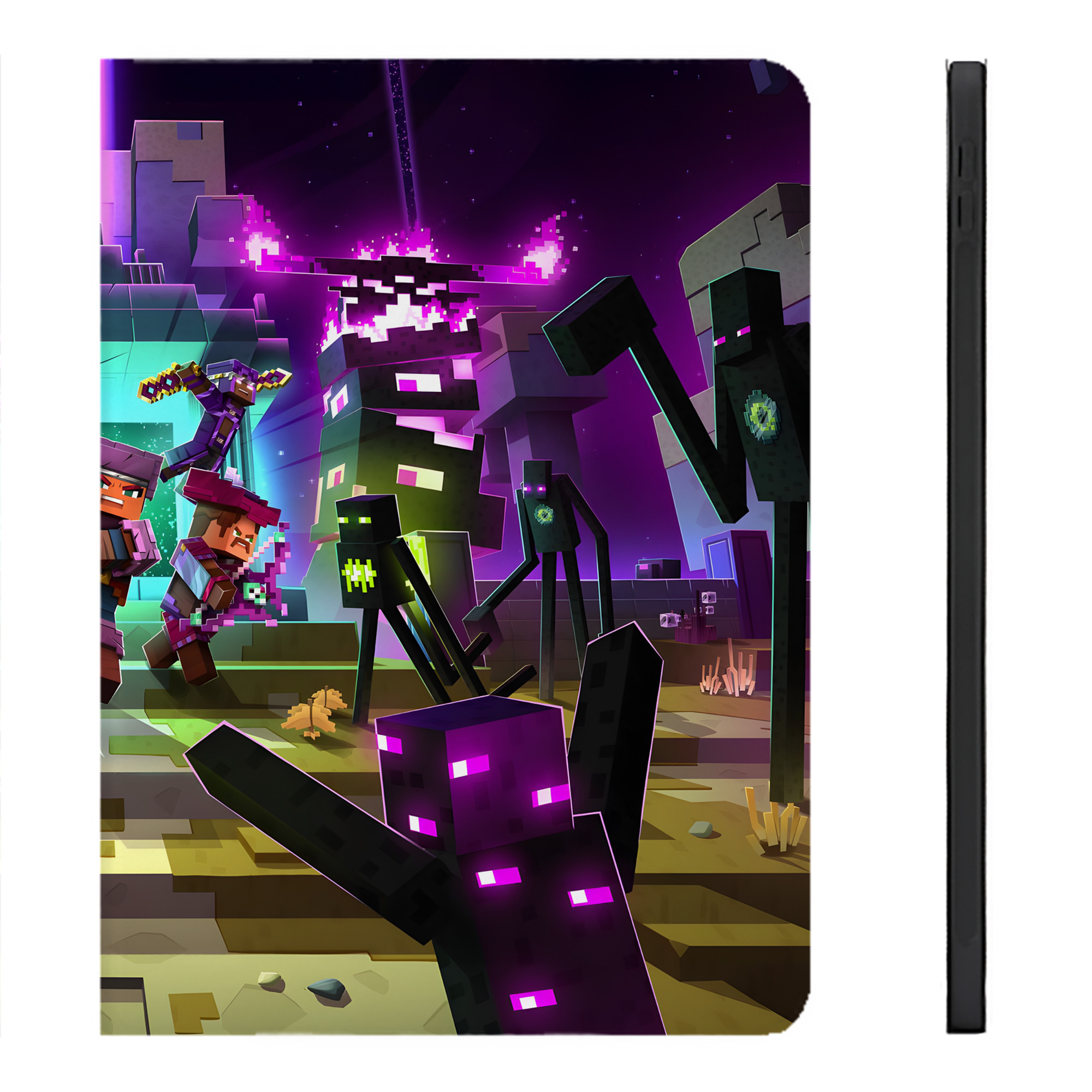 （画像用） マインクラフト ブロックの世界 Minecraft MC Block world IPadケース ペンホルダー付き ブックスタイルデザイン